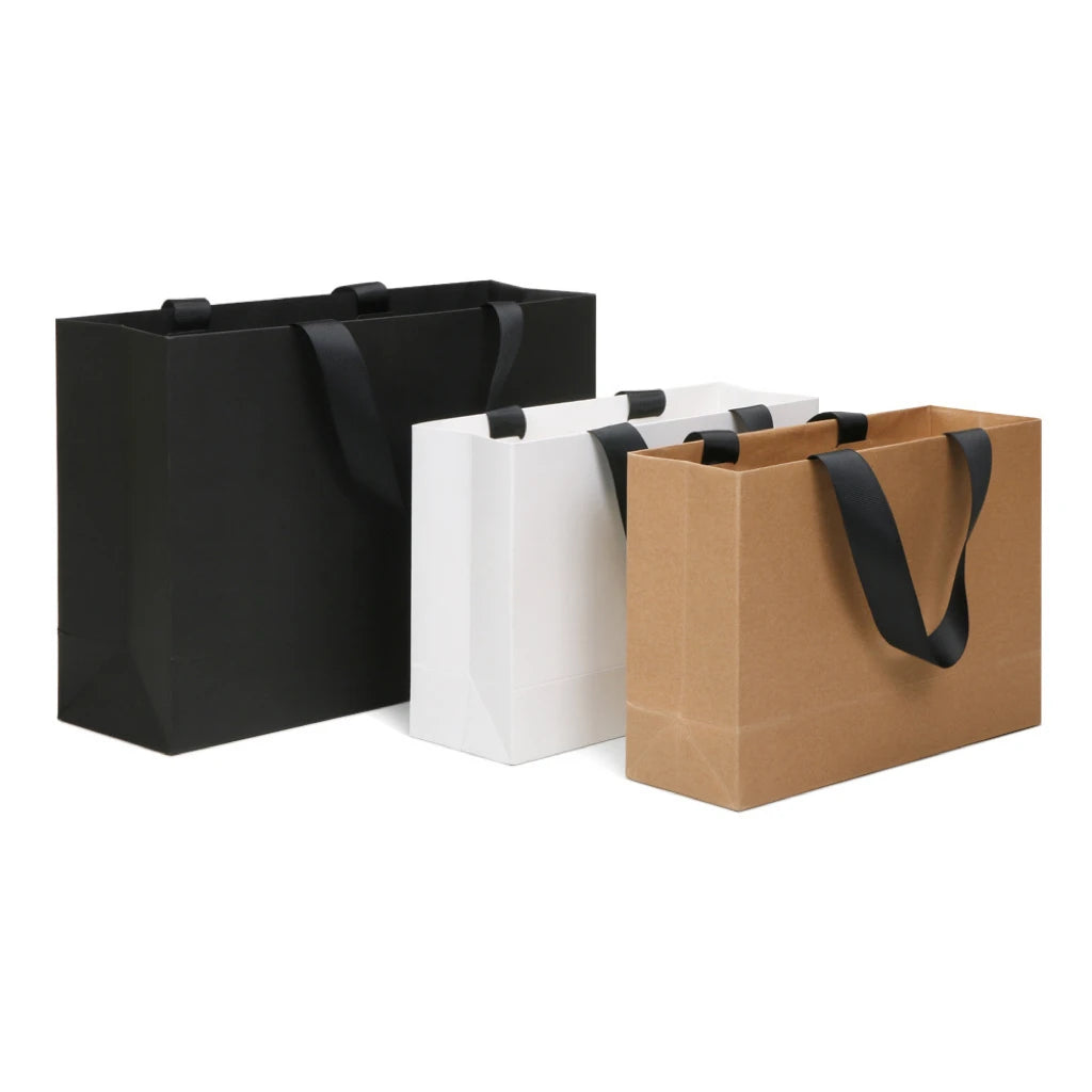 Boutique Luxury Black White Kraft Gift Carry Paper Bags for Shopping Bags With Handle
