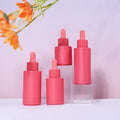 Custom Cap 0.5oz Glass Essential Oil Spa Oil Bottle 30ml Red Color Skincare Packaging Glass Serum Dropper Bottle Packing