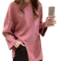 Summer Long-sleeve Tshirt Female Top Temperament Autumn Korean Version Loose Style Lazy Niche Design Irregular Tee for Girls