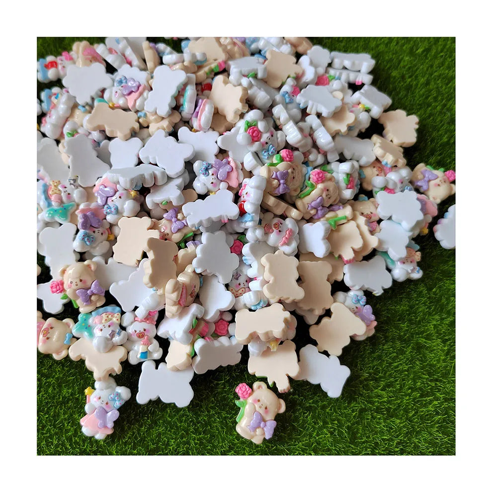 Cute Cartoon Animal Rabbit Bear Flatback Resin Cabochons Embellishments DIY Craft Kids Hair Bows Accessories