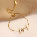 2024 New Design Gold Stainless Steel Butterfly Bracelet Hand Bracelet Butterfly Charm Link Chain White Shell Butterfly Anklet