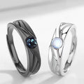 Low Price Angel and Demon Couple Rings - Black and White Opening Finger Rings with Retro Rhinestone Pair Rings for Students