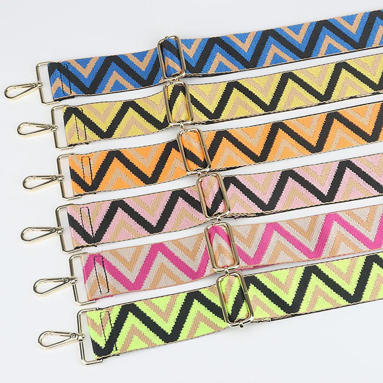 Meetee B-S1165 Colorful Triangle Stripe Canvas Shoulder Purse Strap Handbag Accessory Crossbody Bag Strap