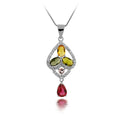 Vintage Design Multicolor CZ Stones Pendant 925 Sterling Silver Fashion Jewelry for Necklace