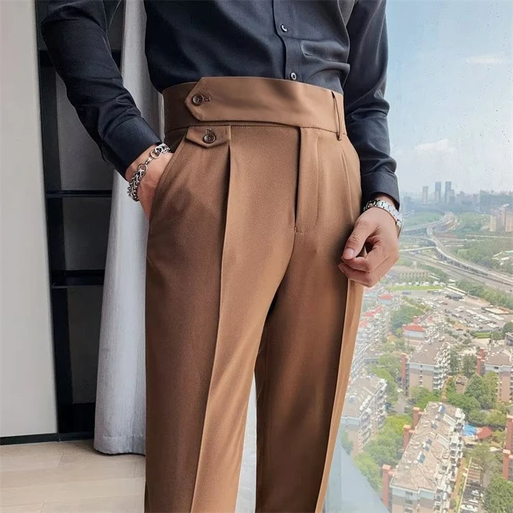 2023 Business Draping Garment Dyed Casual Western Pants Men's Spring Free Ironing High Waist Straight