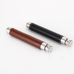 Traditional Mini Stainless Steel Leather Liquor Flask 45ml/1.5oz Portable Outdoor Pocket Hip Flask for Business Gifts