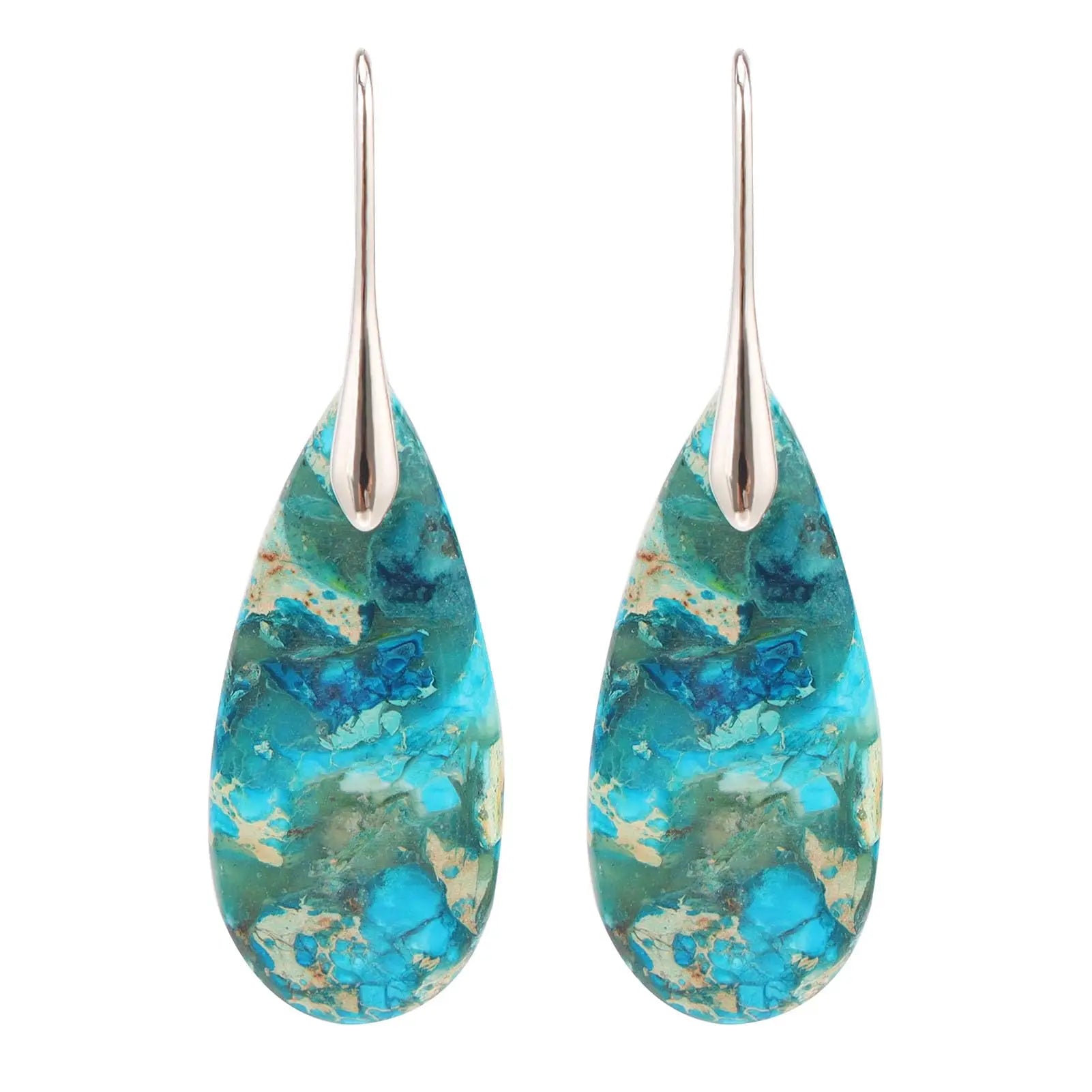 Wholesale Natural Agalmatolite Earrings for Women BOHO Fashion Style with Imperial Jasper Stone Pendant Earrings Gift