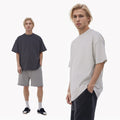 Street Style Custom logo Screen Print 250gsm Cotton Reverse Cut Neck Washed Tee Damaged Neck  t Shirt