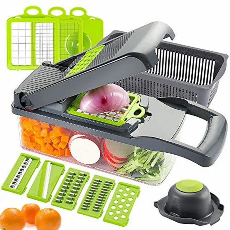 Hot Sales Vegetable Chopper for Kitchen 8 Blades Colander Multi Function Food Choppers Onion 16 in 1 Vegetable Slicer Cutter