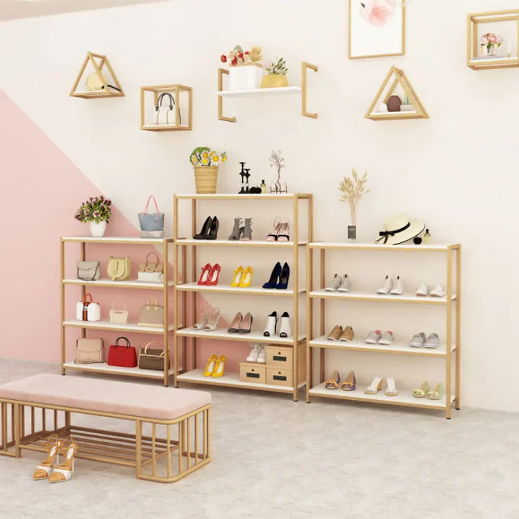 Shoe Store Display Rack Clothing Shop Golden Bag Display Stand Customized Multi-layer Shelf
