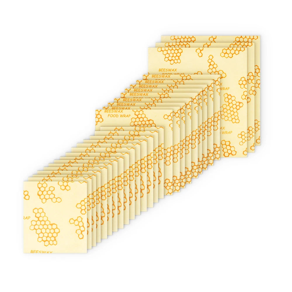 15S 9M 3L 27pcs Honeycomb Reusable Beeswax Food Wraps Assorted Eco-Friendly Wax Sheet Wrappers Biodegradable Organic Cloth