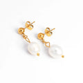 Trendy Stainless Steel Freshwater Pearl Earrings Tarnish Free Jewelry 18K Gold Plated Irregular Natural Pearl Earrings