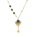 European American Malachite Necklace Square Beads Necklace Fan-Shaped Stainless Steel Necklace Women