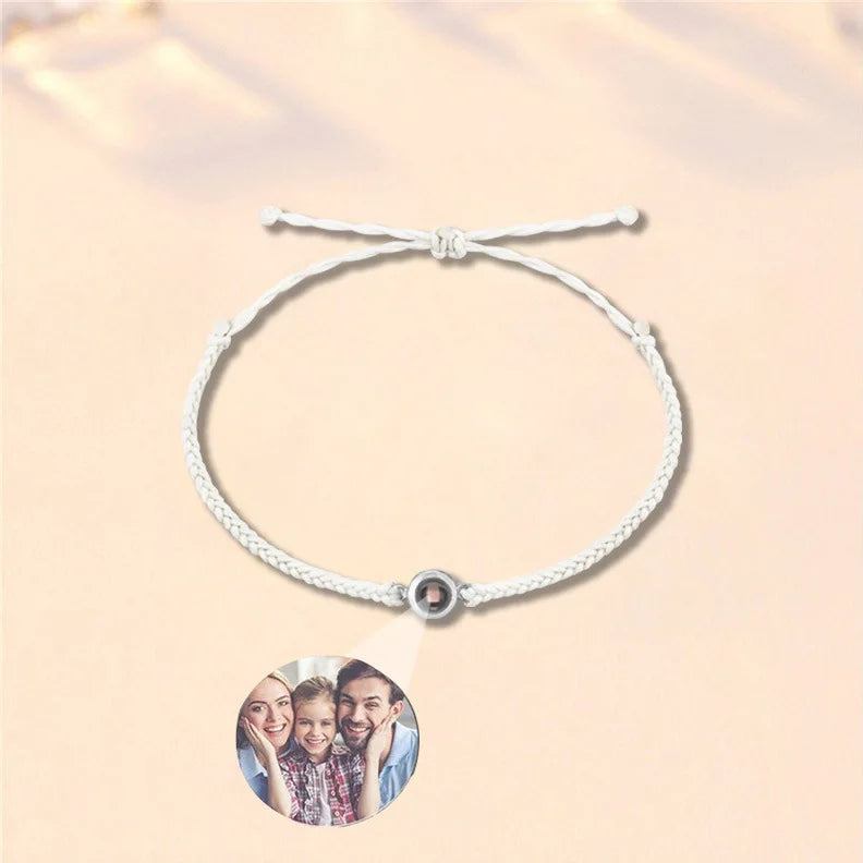 Lateefah OEM Custom Projection Stainless Steel Colorful Woven Rope for Family Picture Gift Bracelet