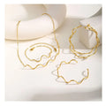 Jewelry Collar Exaggerated Earrings Stainless Steel Line Wave 18K Gold Silver Bracelet Bracelet Fashion Fine Necklaces for Women