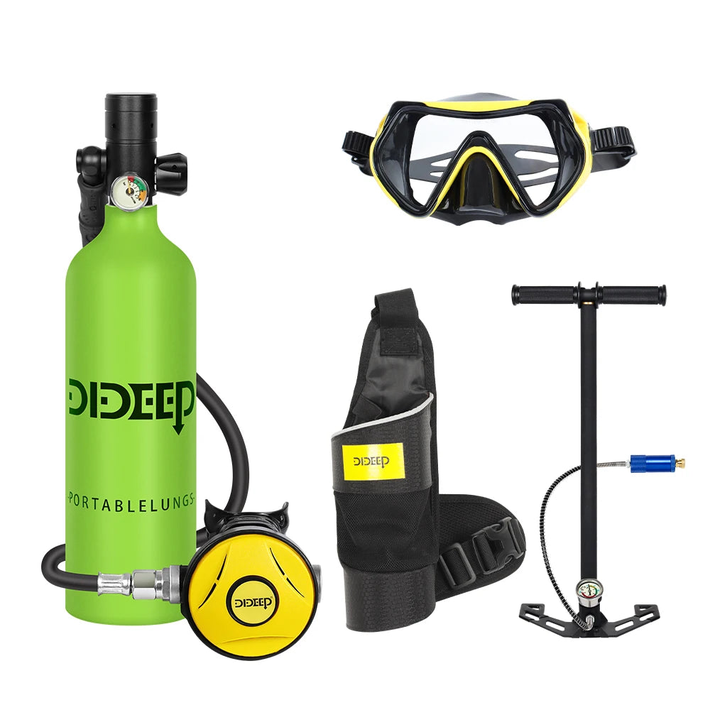 DIDEEP 1L High Pressure Aluminium Air Tank  Mini Diving Air Tank Refillable Scuba Lung Breathing Sub  Tank