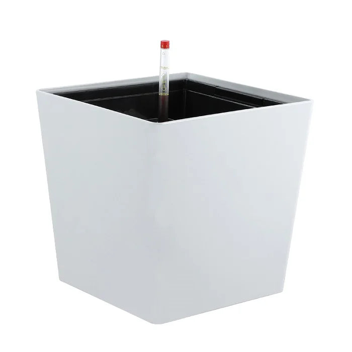 BRICE 12-inch Large Planter Box Self Watering Plastic Flower Pots Distribution Flower Pots Plastic White Color