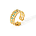 Adjustable Open Finger Rings Gold Stainless Steel Creative Enamel Mini Star for Women Girls Plated Blue 18K Trendy Opp Bag