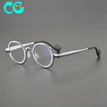 Japanese Unique Double Layer Colors Mosaic Eyeglasses Small Frame Pure Titanium Frame Flat Anti-Blue Light Eyewear