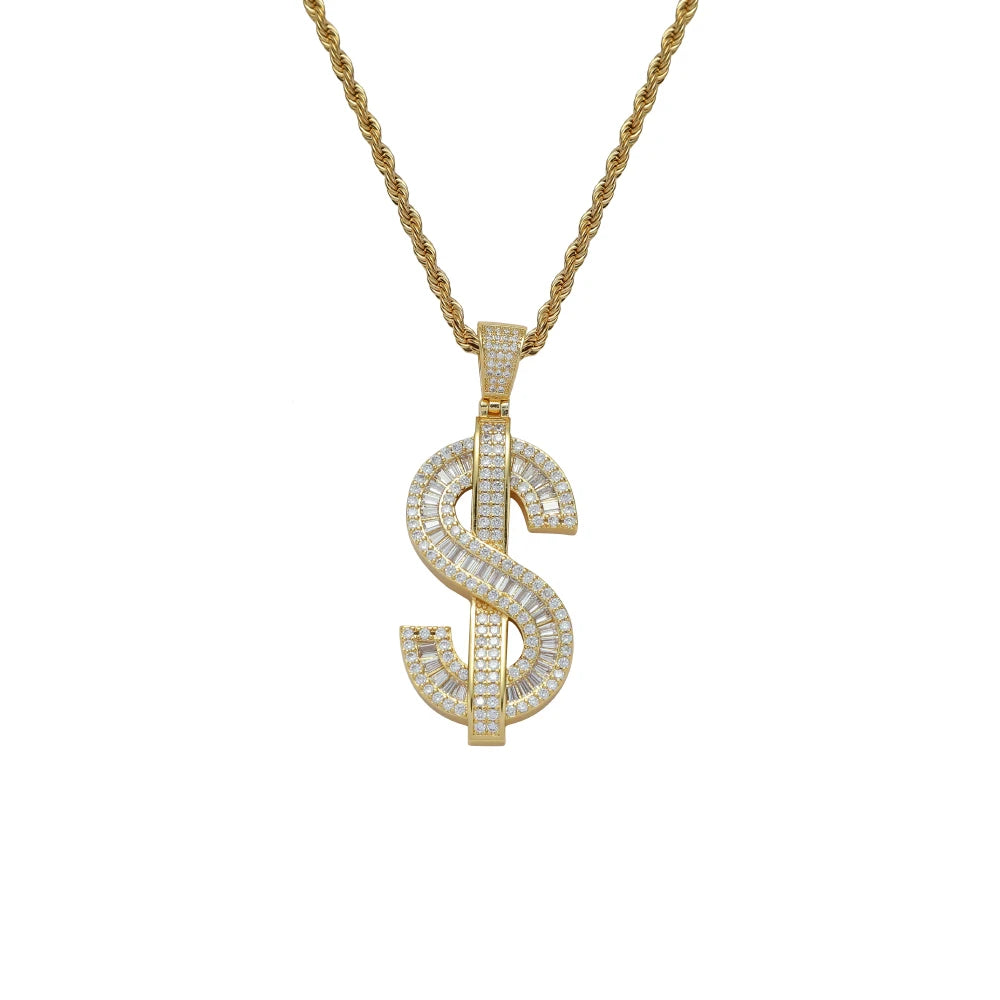 CN359 Brass Setting CZ Pendants Hip Hop Necklace Iced Out Jewelry