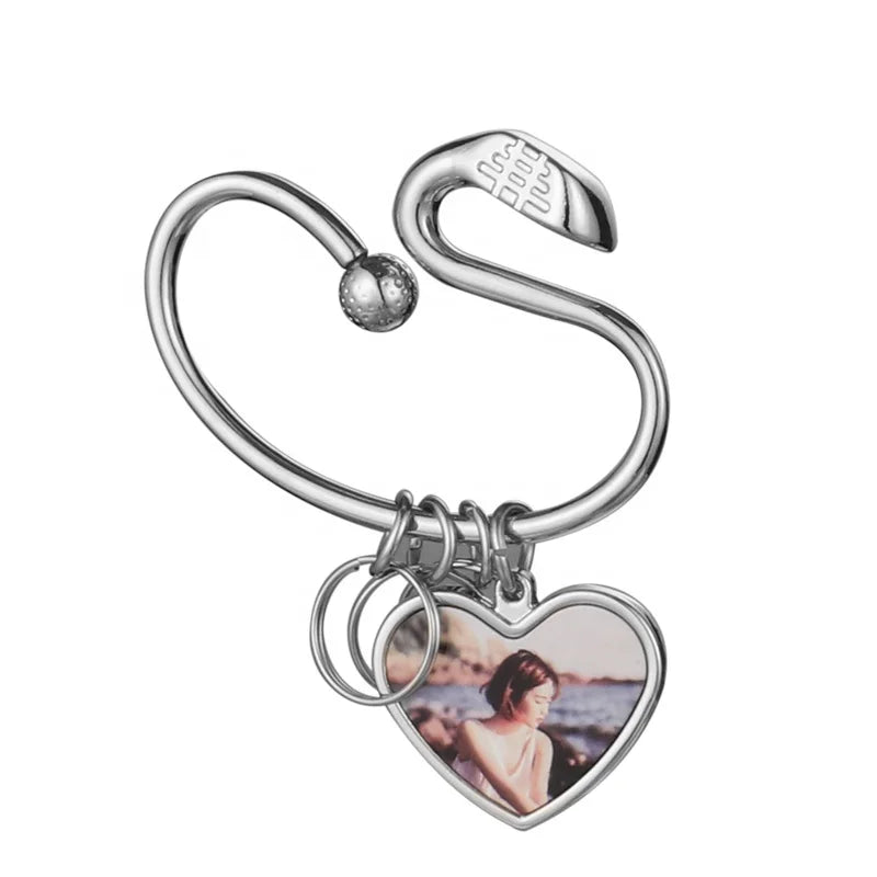Factory Direct Sale Custom Promotional Heart Golf Club Shape Keychain Sublimation Metal Blank Keychain