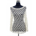 Long Sleeve Crochet Dress Hollow Out Beach Cover up See Through Beachwear
