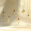 New Arrival Simple Fashion Permanent 18K Gold Plated Birthstone Month Hollow Out Flower Necklace for Women
