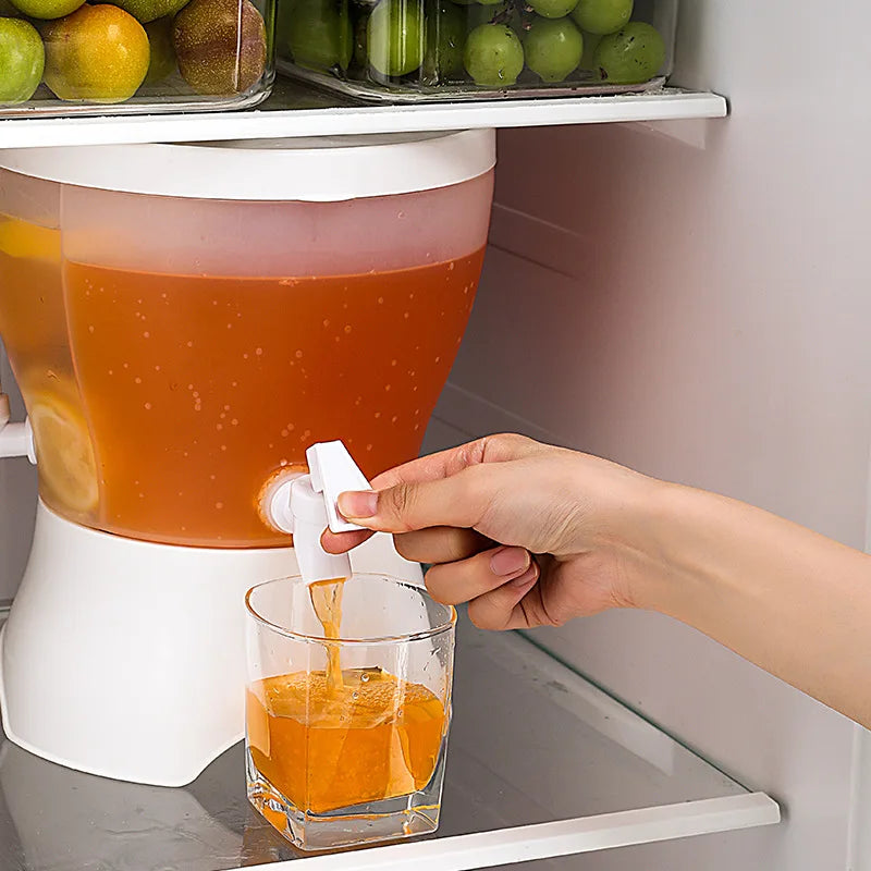 Cold Water Jug Beverage Dispenser 5.5L Large Capacity Transparent Round Cold Beverage Juice Water Jug Dispenser With Faucet