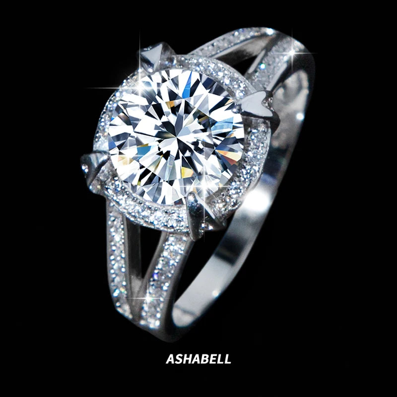 Luxury Design Quality Diamond 2CT GRA Moissanite 925 Silver Ring Flower Women Engagement Wedding Ring Anniversary Band