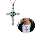 Custom Neo Gothic Pendants Blue Turquoise Retro Christian Celtic Cross Necklaces Gothic Jewelry Gifts for Men