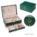 Premium Diamond Pattern PU Leather Lady Jewelry Set Storage Box Organizer With Suede Lining