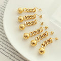 Fashion Tarnish Free Jewelry 18K Real Gold Plated Link Chain Earrings Stainless Steel Beads Drop Earrings YF2489