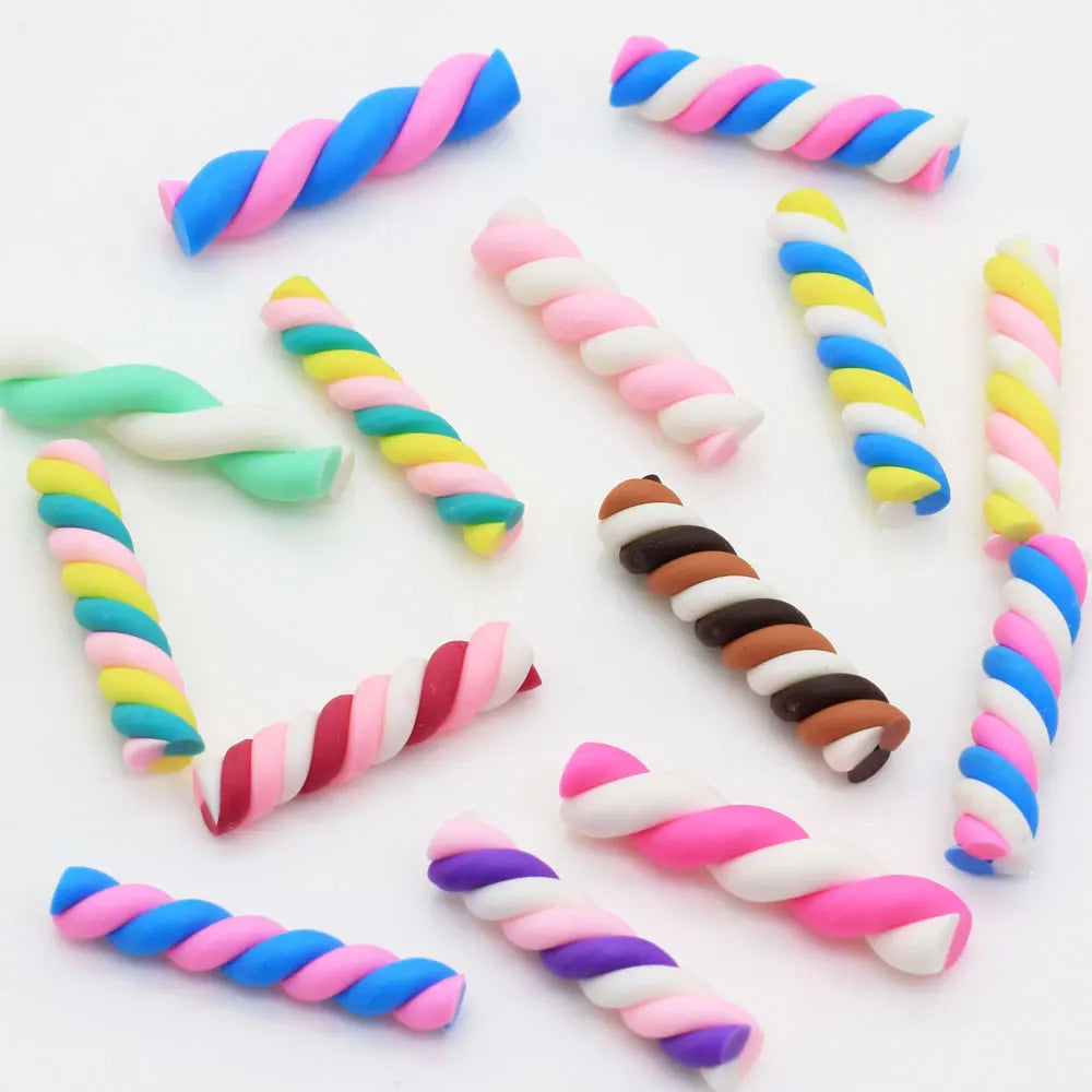 25mm Cute Handmade Clay Cotton Candy Polymer Clay Marshmallows Food Sweets Decoration Parts Slime Crafts