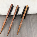 Easy to Use Comfortable Nylon Boar Bristles Massage Hair Brush With Grass Wooden Handle Salon Hairdressing Used Detangling Comb