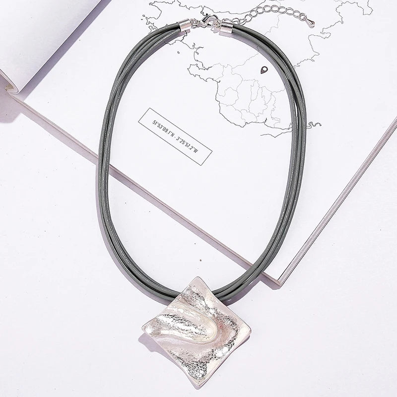 TongLing Hot Selling Multi Layer Necklace Jewelry Handmade Rope Necklace Irregular Square Choker Necklace