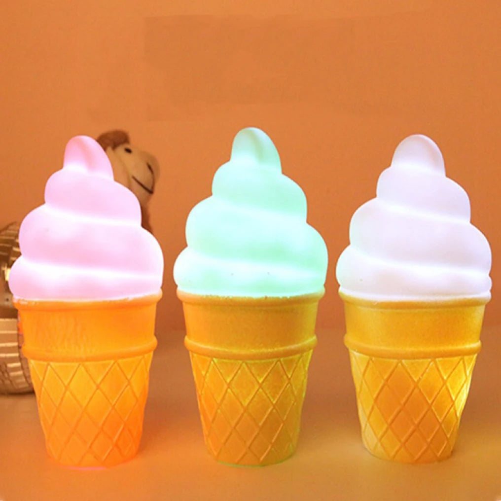 Hot Selling Novelty Blue Green White pink Mini Portable Bedside Lamp Ice Cream Night Light for Kids