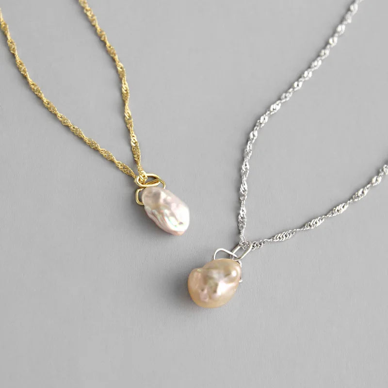 Pendant Choker Necklace Fresh Water Baroque Pearl Necklace Anomalous Pearl S925 Sterling Silver SP Fashion Chains Link Chain