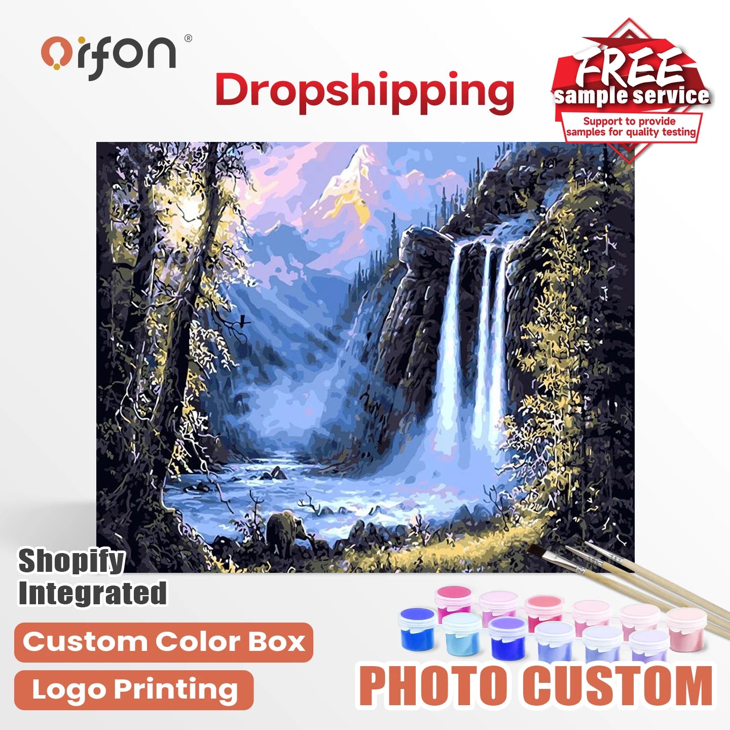 Orfon Factory Drop Shipping Paint by Numbers Kits - Magical Mountain Stream Waterfall Art for Adult DIY Home Decor Wholesale