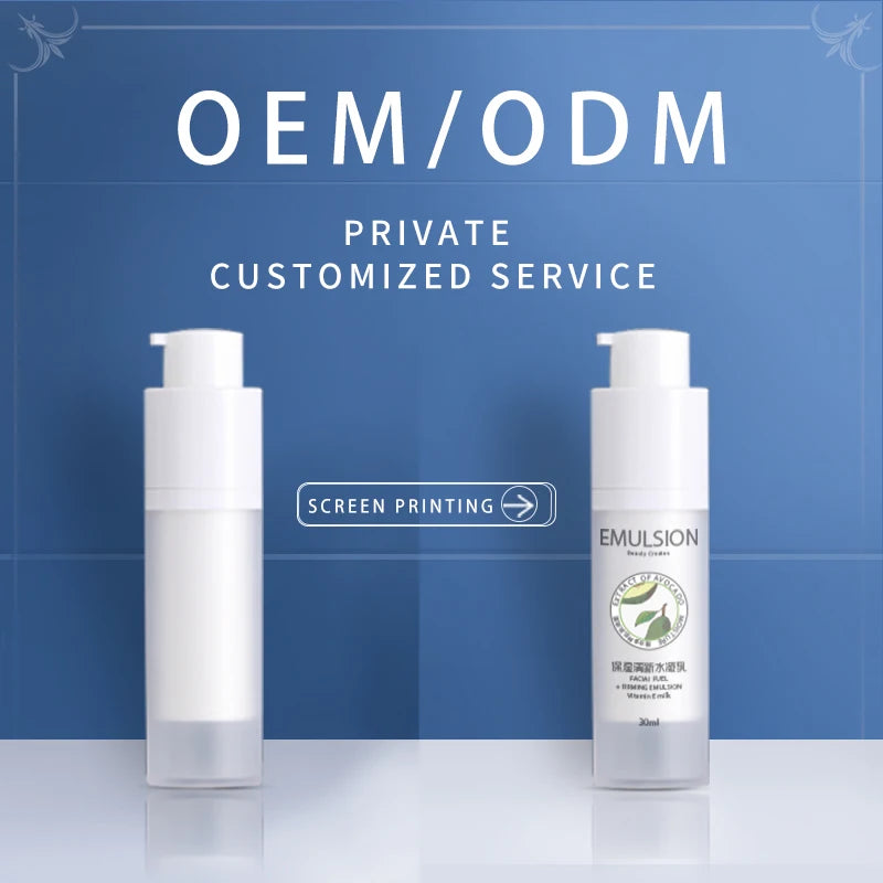 Luxury Packaging Airless Pump Bottle 15ml 30ml 50ml White Pump Head Frosted Bottle Body Round Airless Pump Bottle