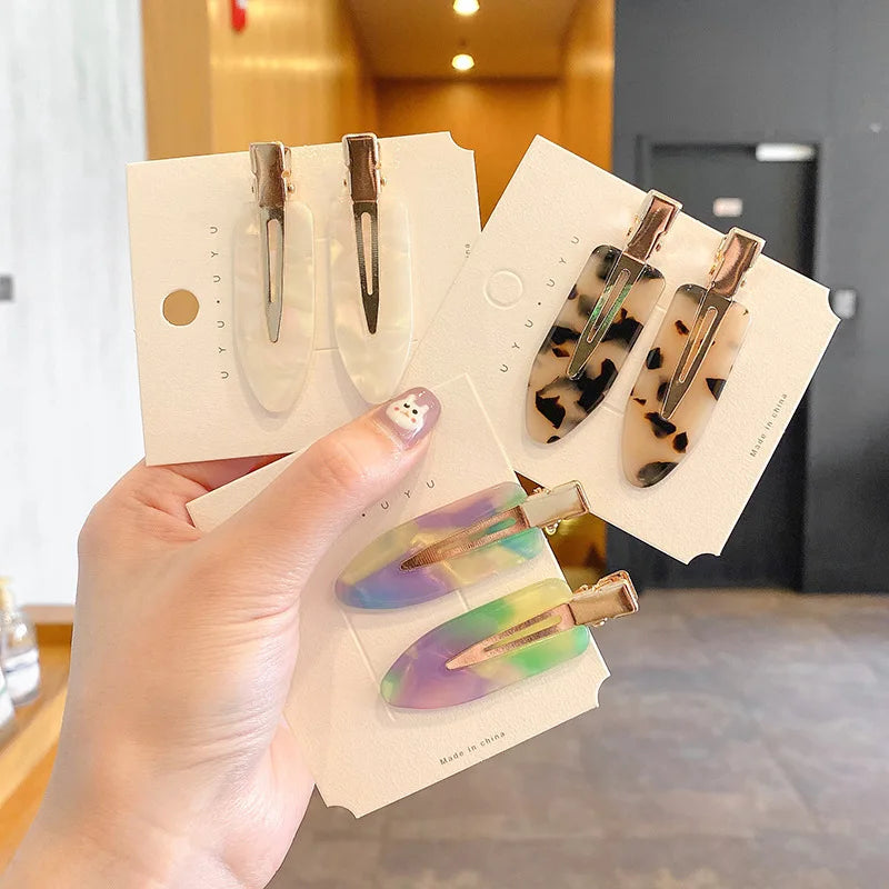 Wholesale Customised Flat Acetate Acrylic Plastic Hair Styling Salon No Bend Crease Makeup Hair Clip Custom Name Hair Pins