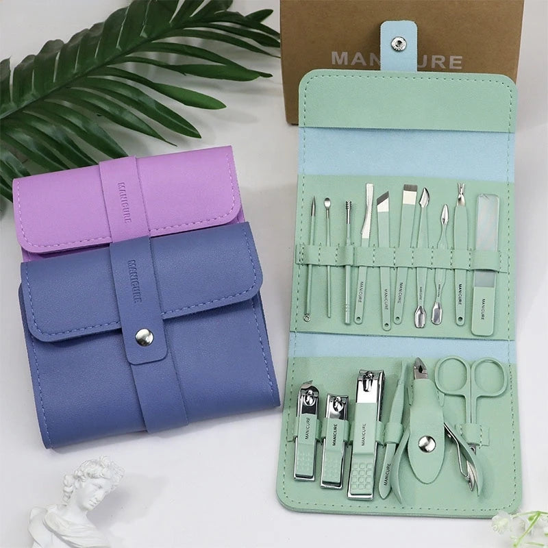 great 16pcs/12pcs Nail Clipper Set Professional Stainless Steel Purple Nail Tools Scissor Manicure Pedicure Set Nail Clipper Kit