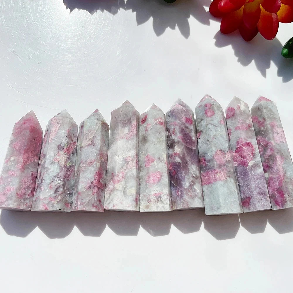 Wholesale Crystals Bulk New Design Minerals Healing Stone Plum Blossom Tourmaline Crystal Point for Decoration