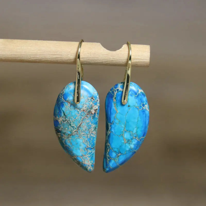 Natural Turquoise Earrings for Women Jewelry Yoga 18k Gold Meditation Natural Raw Gemstone Healing Yoga Dangle Boho Earrings