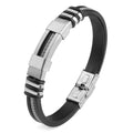 Multi Layers Men Stainless Steel Clasp Chain Black Silica Gel Titanium Silicone Bracelets
