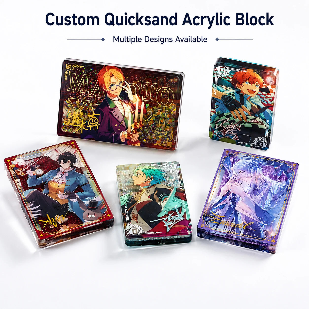 CNAWO Custom Quicksand Glitter Oiling Charm Key Chain Thick Acrylic 3D Anime Standee DIY Plastic Crafts with Your Own Design