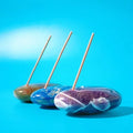 HY Hot Sale Product Natural Chevron Amethyst Crystal Holder Gemstone Incense Stick Holder Home Ornaments