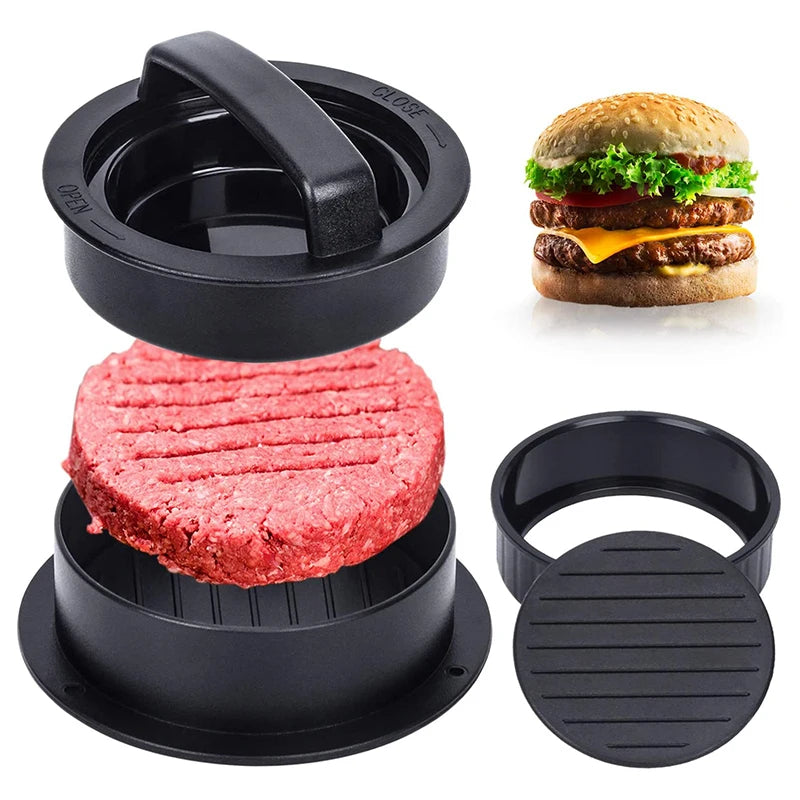 Hot Selling Product 3 in 1 Manual Plastic Burger Mould Stuffed Patty Maker Mold Hamburger Press