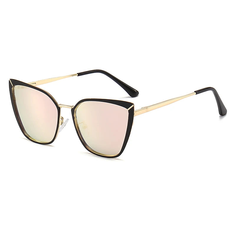 Wholesale Custom Logo Metal Cat Eye Spring Hinge Unisex Sunglasses with UV400 Lenses 6 Colors