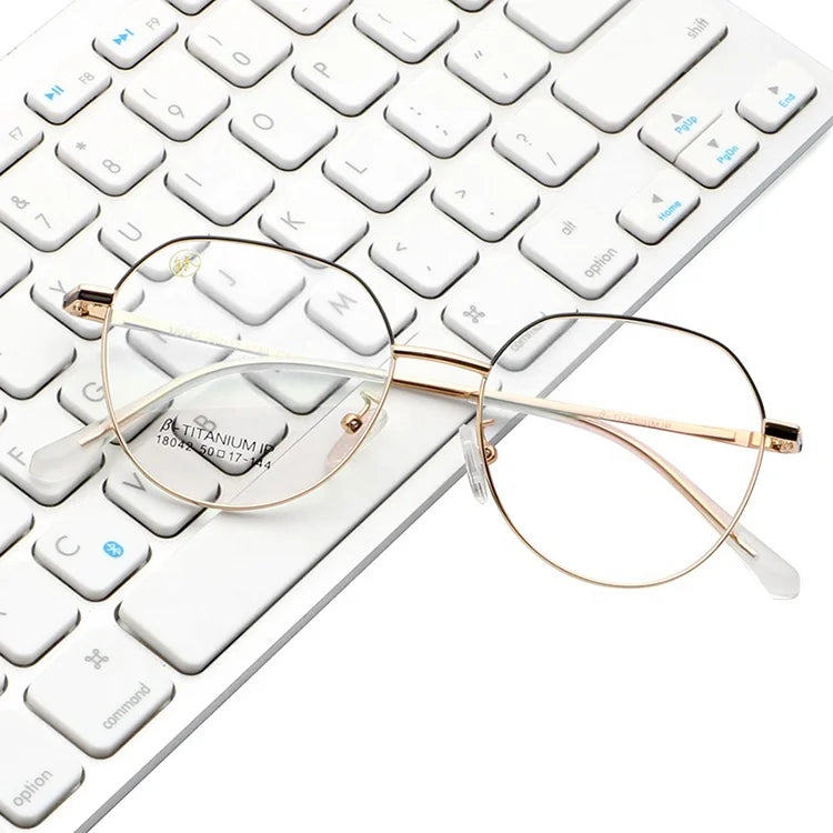 New Design Flexible Anti-blue Light Titanium Glasses Blue Light Blocking Glod Glasses for Men Women