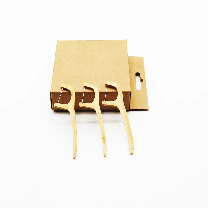 High-quality Bamboo Dental Floss Stick Custom logo Biodegradable Wooden Floss Stick